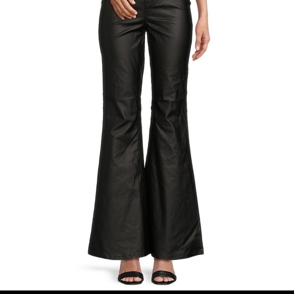 C&V Chelsea & Violet, Coated Flare Leg Black pants - Picture 6 of 13